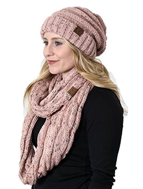 Funky Junque Oversized Slouchy Beanie Bundled with Matching Infinity Scarf