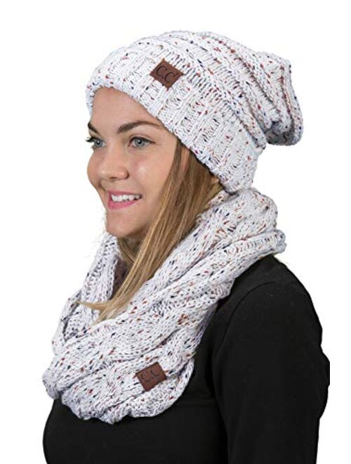 Funky Junque Oversized Slouchy Beanie Bundled with Matching Infinity Scarf