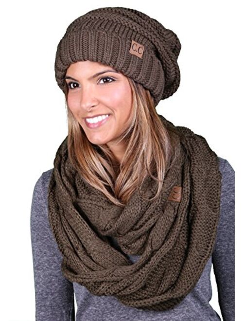 Funky Junque Oversized Slouchy Beanie Bundled with Matching Infinity Scarf