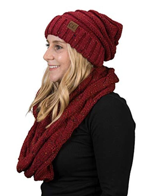 Funky Junque Oversized Slouchy Beanie Bundled with Matching Infinity Scarf