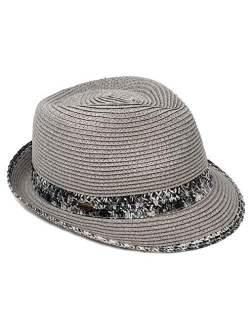 Funky Junque UPF50+ Womens Adjustable Multicolor Woven Pattern Short Brim Fedora Hat