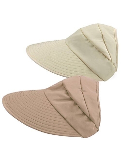 HINDAWI Sun Hats for Women Wide Brim Sun Hat Packable UV Protection Visor Floppy Womens Beach Cap