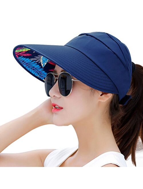 HINDAWI Sun Hats for Women Wide Brim Sun Hat Packable UV Protection Visor Floppy Womens Beach Cap