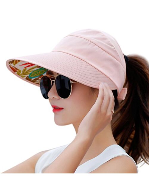 HINDAWI Sun Hats for Women Wide Brim Sun Hat Packable UV Protection Visor Floppy Womens Beach Cap