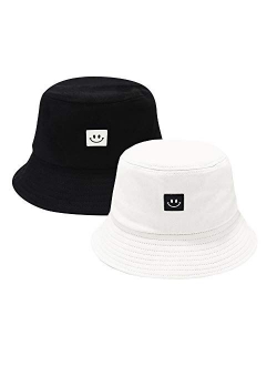 Ruinono Unise Hat Summer Travel Bucket Beach Sun Hat Smile Face Visor