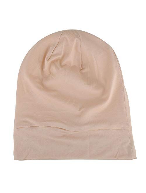 Satin Lined Sleep Cap, 2-Pack Womens Adjustable Silk Lined Slouchy Beanie Hat for Night Sleeping Surgical Patients Hair Care