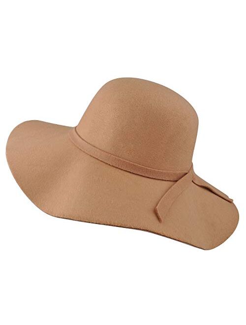 EINSKEY Womens Floppy Hat, Wool Felt Wide Brim Sun Hat Fedora Cloche Bowler Cap