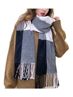 Agio Women's Fashion Scarves Long Shawl Winter Thick Warm Knit Large Plaid Scarf