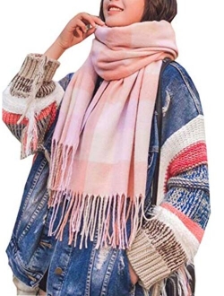 Agio Women's Fashion Scarves Long Shawl Winter Thick Warm Knit Large Plaid Scarf