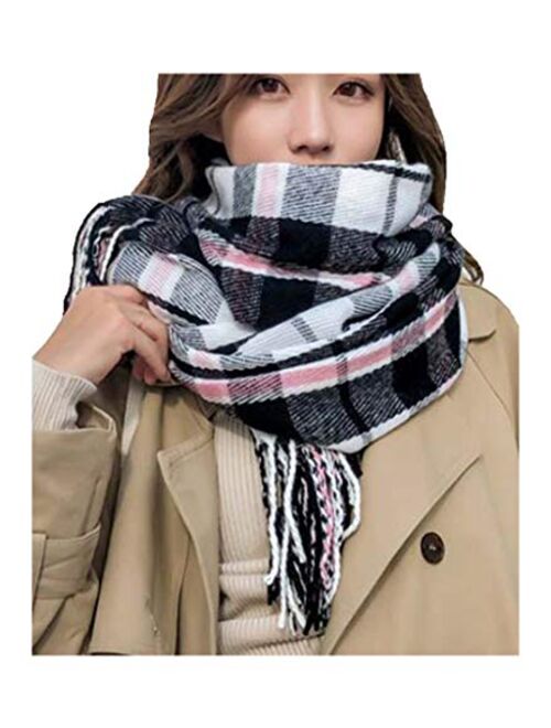 Wander Agio Women's Fashion Scarves Long Shawl Winter Thick Warm Knit Large Plaid Scarf