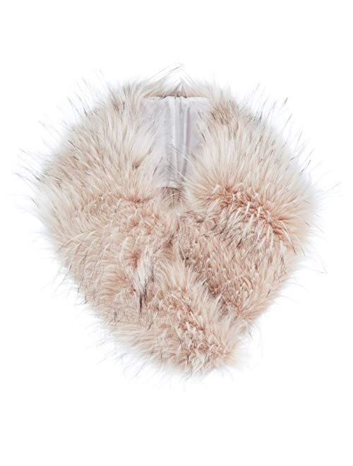 Futrzane Detachable Faux Fur Collar Wrap for Women - Retro Scarf - Like Real Fur