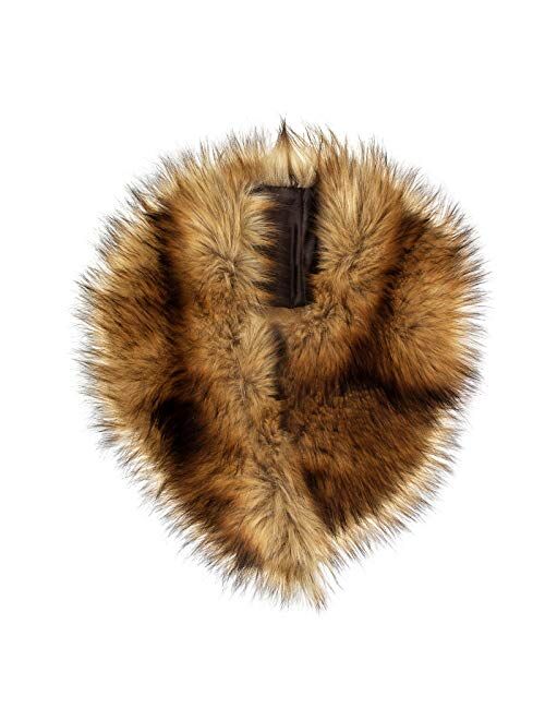 Futrzane Detachable Faux Fur Collar Wrap for Women - Retro Scarf - Like Real Fur