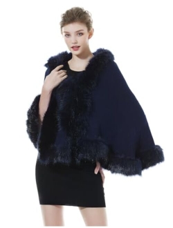 BEAUTELICATE Faux Fur Shawl Wrap Cape Stole Shrug Bridal Winter Wedding with Hook More Colors