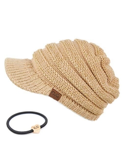 C.C Hatsandscarf Exclusives Women's Ribbed Knit Hat with Brim (YJ-131)(YJ-2023)