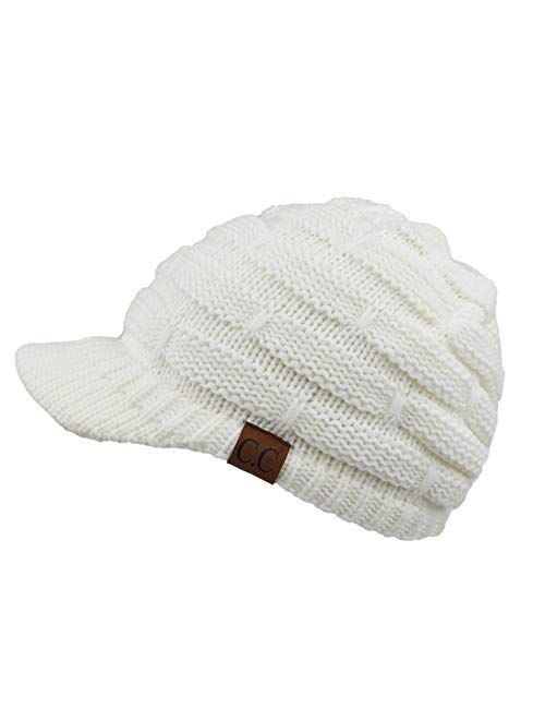 C.C Hatsandscarf Exclusives Women's Ribbed Knit Hat with Brim (YJ-131)(YJ-2023)