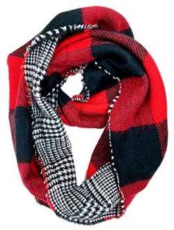 Plum Feathers Premium Plaid Print Infinity Scarf