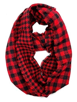 Plum Feathers Premium Plaid Print Infinity Scarf