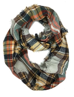 Plum Feathers Premium Plaid Print Infinity Scarf