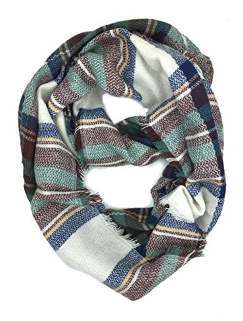 Plum Feathers Premium Plaid Print Infinity Scarf