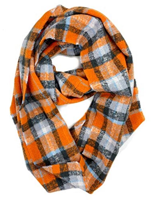 Plum Feathers Premium Plaid Print Infinity Scarf