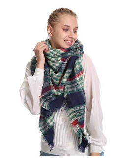 Stylish Plaid Blanket Oversized Cozy Scarf - Chunky Tartan Wrap Shawl