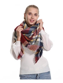 Stylish Plaid Blanket Oversized Cozy Scarf - Chunky Tartan Wrap Shawl