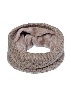 Lo Shokim Harsh Winter Double-Layer Soft Fleece Lined Thick Knit Neck Warmer Circle Scarf Windproof