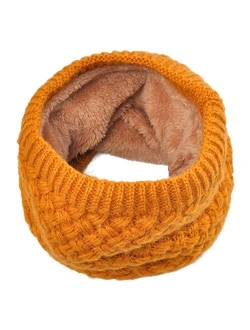 Lo Shokim Harsh Winter Double-Layer Soft Fleece Lined Thick Knit Neck Warmer Circle Scarf Windproof