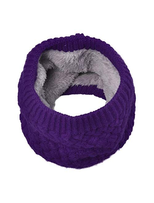 Lo Shokim Harsh Winter Double-Layer Soft Fleece Lined Thick Knit Neck Warmer Circle Scarf Windproof