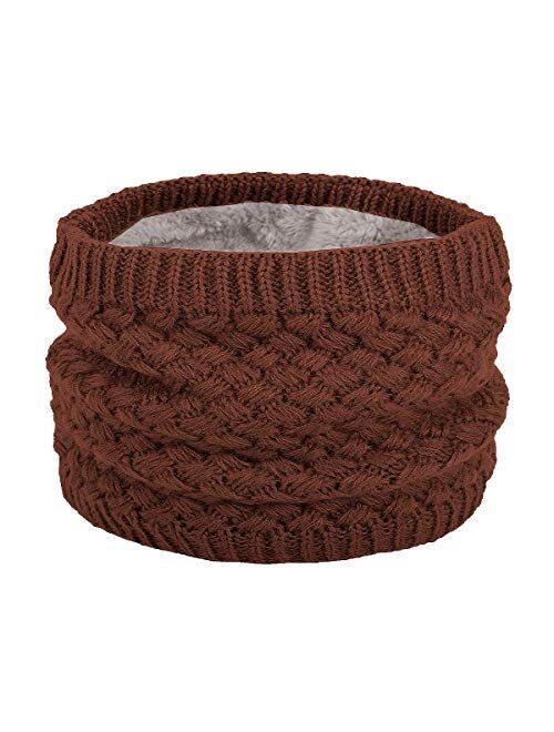 Lo Shokim Harsh Winter Double-Layer Soft Fleece Lined Thick Knit Neck Warmer Circle Scarf Windproof