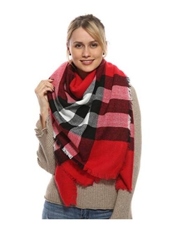 Stylish Plaid Blanket Oversized Warm Scarf - Chunky Tartan Wrap Shawl