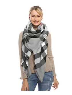 Stylish Plaid Blanket Oversized Warm Scarf - Chunky Tartan Wrap Shawl