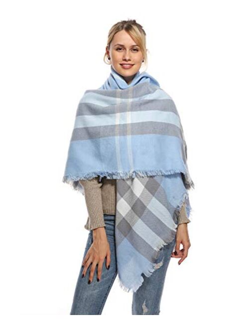 Stylish Plaid Blanket Oversized Warm Scarf - Chunky Tartan Wrap Shawl