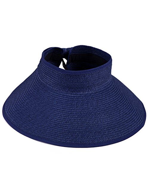 HDE Sun Visors for Women Roll Up Hat Beach Shade Sun Hats Packable Straw Cap