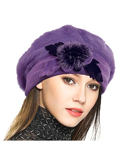 VECRY Women's 100% Wool Bucket Hat Felt Cloche Beret Dress Winter Beanie Hats