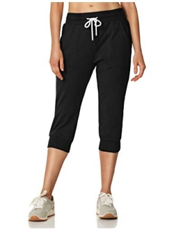 7GOALS Capris for Women Workout Cotton Sweatpants with Pocket Running Sweat Pant Lounge French Terry Yoga Pants