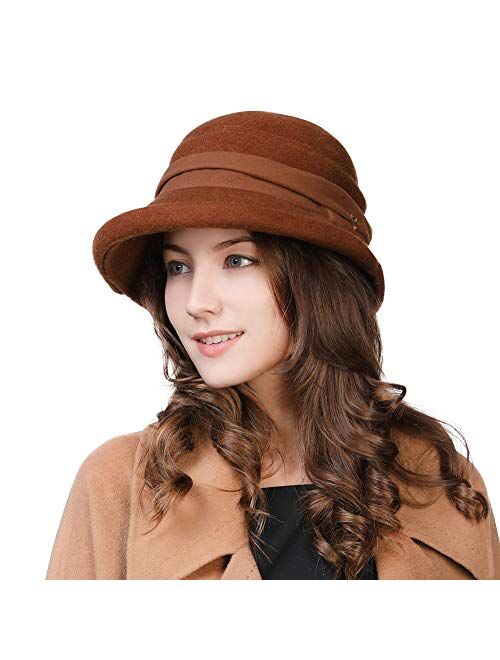 1920 Vintage Cloche Bucket Hat Ladies Church Derby Party Fashion Winter 55-59CM