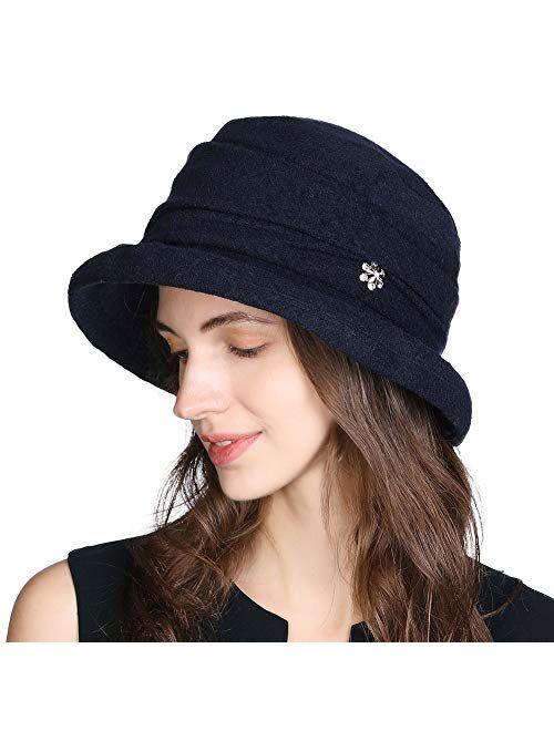 1920 Vintage Cloche Bucket Hat Ladies Church Derby Party Fashion Winter 55-59CM