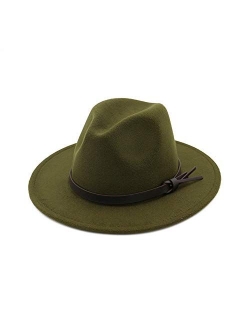 HUDANHUWEI Womens Fedora Hats with Belt Buckle Wide Brim Panama Fedora Cap