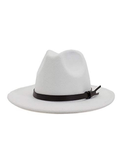 HUDANHUWEI Womens Fedora Hats with Belt Buckle Wide Brim Panama Fedora Cap