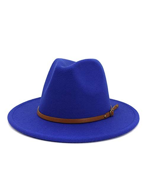 HUDANHUWEI Womens Fedora Hats with Belt Buckle Wide Brim Panama Fedora Cap