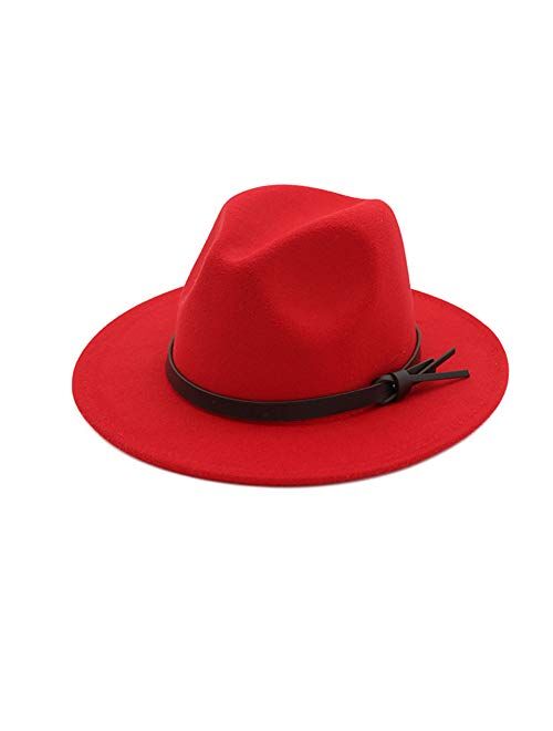 HUDANHUWEI Womens Fedora Hats with Belt Buckle Wide Brim Panama Fedora Cap