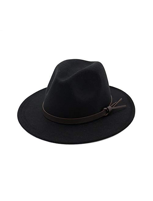 HUDANHUWEI Womens Fedora Hats with Belt Buckle Wide Brim Panama Fedora Cap