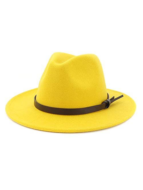 HUDANHUWEI Womens Fedora Hats with Belt Buckle Wide Brim Panama Fedora Cap