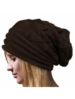 Sandistore Unisex Knit Baggy Beanie Beret Winter Warm Oversized Ski Cap Hat