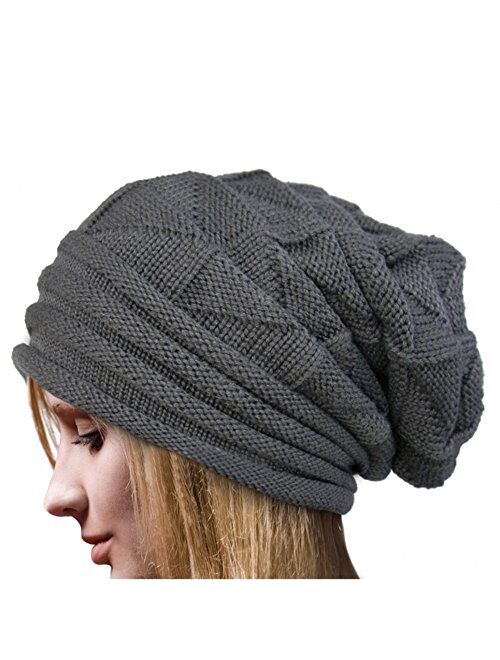 Sandistore Unisex Knit Baggy Beanie Beret Winter Warm Oversized Ski Cap Hat