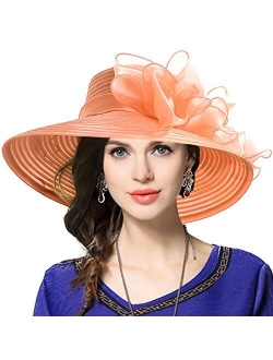 VECRY Lady Derby Dress Church Cloche Hat Bow Bucket Wedding Bowler Hats