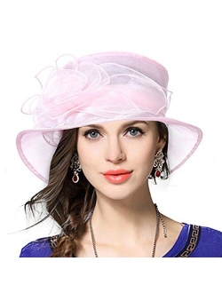 VECRY Lady Derby Dress Church Cloche Hat Bow Bucket Wedding Bowler Hats