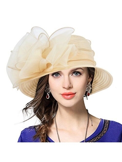 VECRY Lady Derby Dress Church Cloche Hat Bow Bucket Wedding Bowler Hats