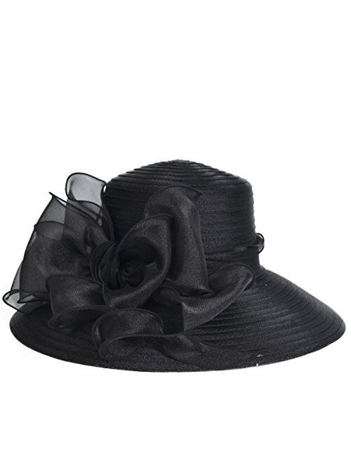 VECRY Lady Derby Dress Church Cloche Hat Bow Bucket Wedding Bowler Hats